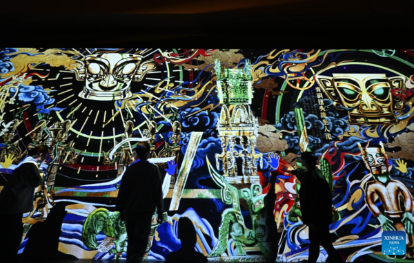 Immersive Art Exhibition of Sanxingdui Opens in China's Tianjin